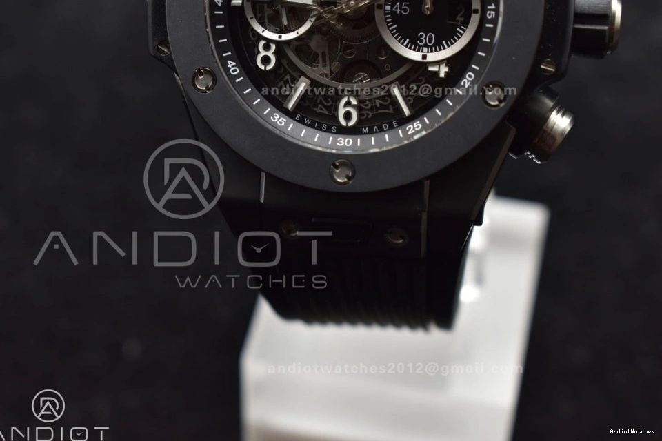 A Strap 1:1 Unico Hublot 893 Rubber on Bang Dial ZF Black BestValue Edition Best Black Full Skeleton Big 0712
